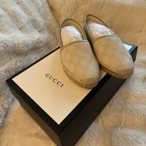 Authentic Gucci Monogrammed GG Canvas Espadrilles